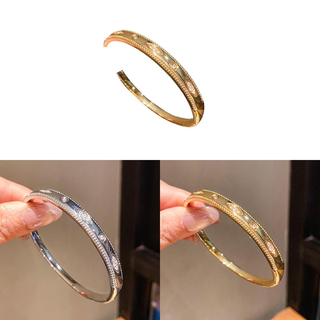 Geometric Zircon Crystal Gold Plated Bracelet With Round Shape For Elegant Women