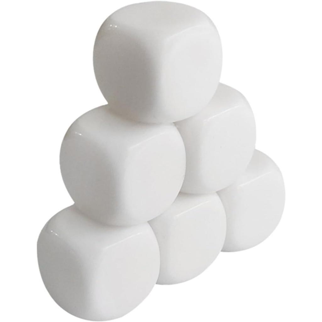 10Pcs White Dices Cube Six Sided Dices with Round Corners 16MM Acrylic Dices for Classroom Board Game Sticker