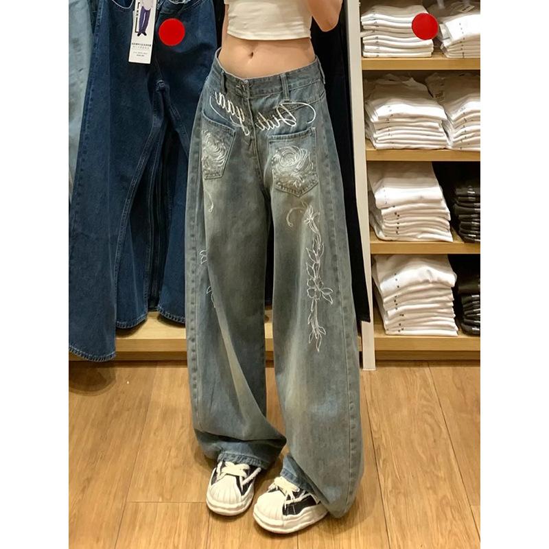 Мужские прямые джинсы JYL Американский винтаж Фальшивые двухкомпонентные Камуфляж Cleanfit Джинсовые брюки S бездна