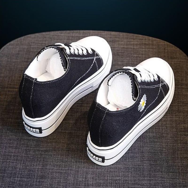 Zapatos de Lona para Mujer Primavera Otoño Calzado Negro para Dama de Plataforma Alta Moda 2025 Calidad Zapato Vulcanizado Diseñador Lujo