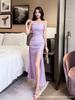 Waist-Cinching Split Nightclub Maxi Dress - Sexy, Slimming Socialite Style
