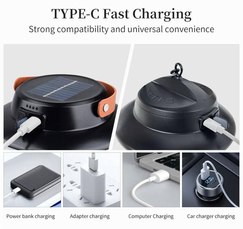 Op Zonne-energie/USB Oplaadbare LED Campinglamp Draagbare Lantaarns Buiten Tent Hangend Noodcampinglamp Werklicht