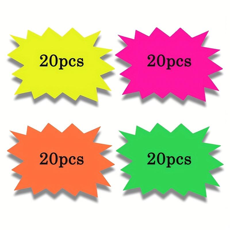 

Флуоресцентные ценники в форме взрыва, 80 шт. Карточки для указания цены для супермаркетов, торговых центров, цветочных магазинов и розничной торговли 80-Pack