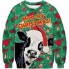 New Green Hair Monster Santa Claus 3D Digital Print Christmas Peripheral Round Neck Long Sleeved Women's Pullovers