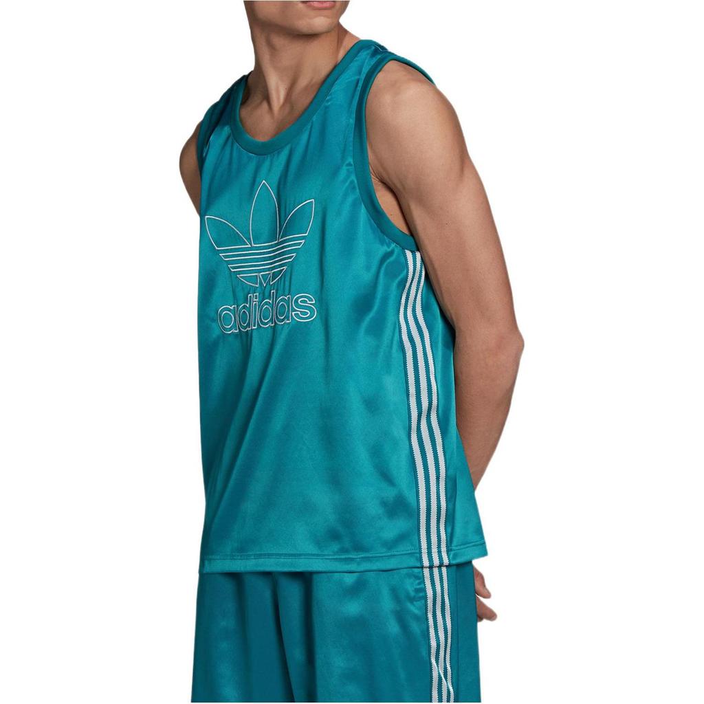 adidas Originals Trefoil Embroidered Crew Neck Sleeveless Vest Men Tops Blue H11436