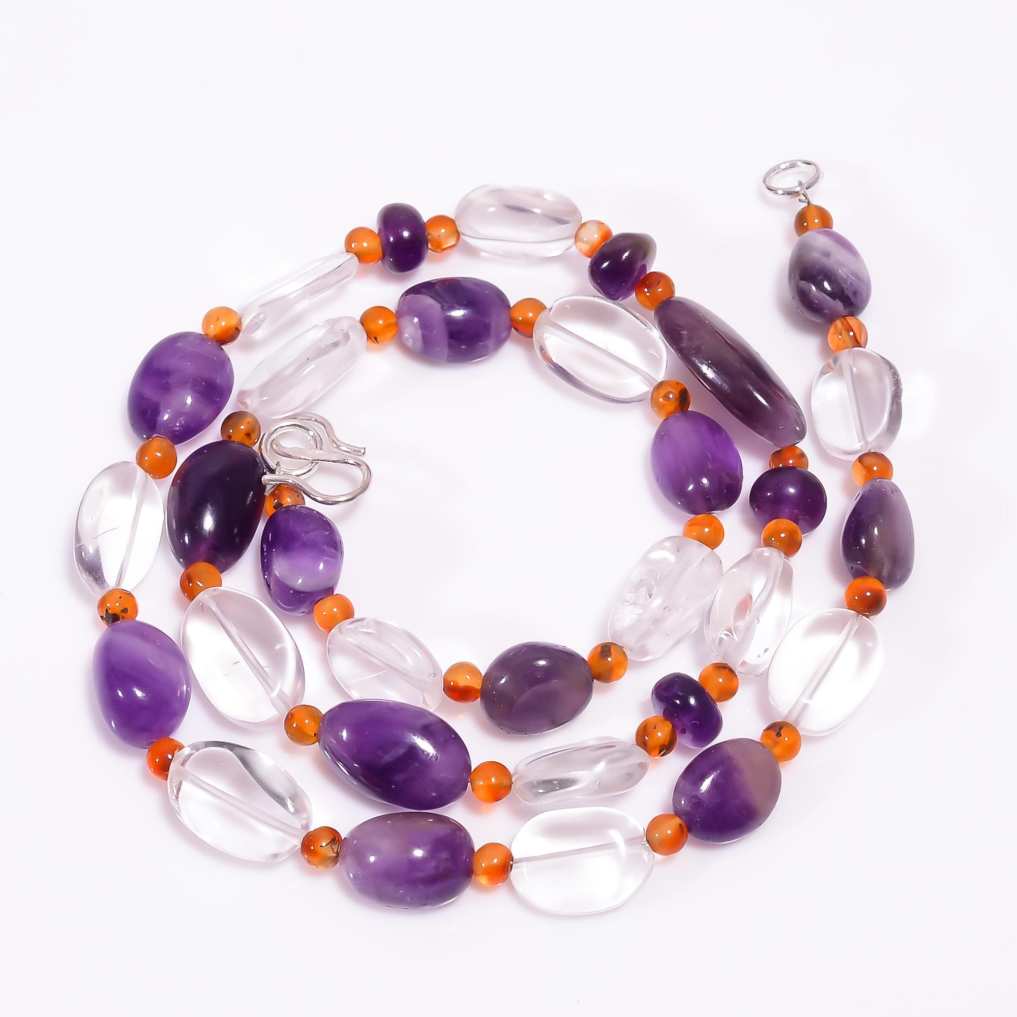 

Natural Amethyst Crystal Citrine Gemstone Beads Necklace 3-18 mm 18 UB-8019 UB-8019