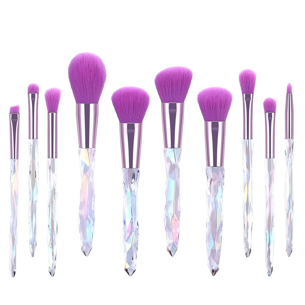 10 Crystal Makeup Brushes, Transparent Makeup Tools, Makeup Brush Set