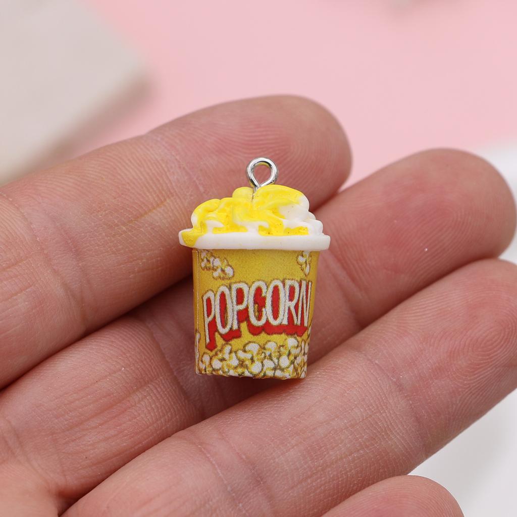10Pcs 3D Resin Popcorn Bucket Charms Pendants For Jewelry Making Diy Handmade Bracelet Necklace Earrings Key Chain Accessories