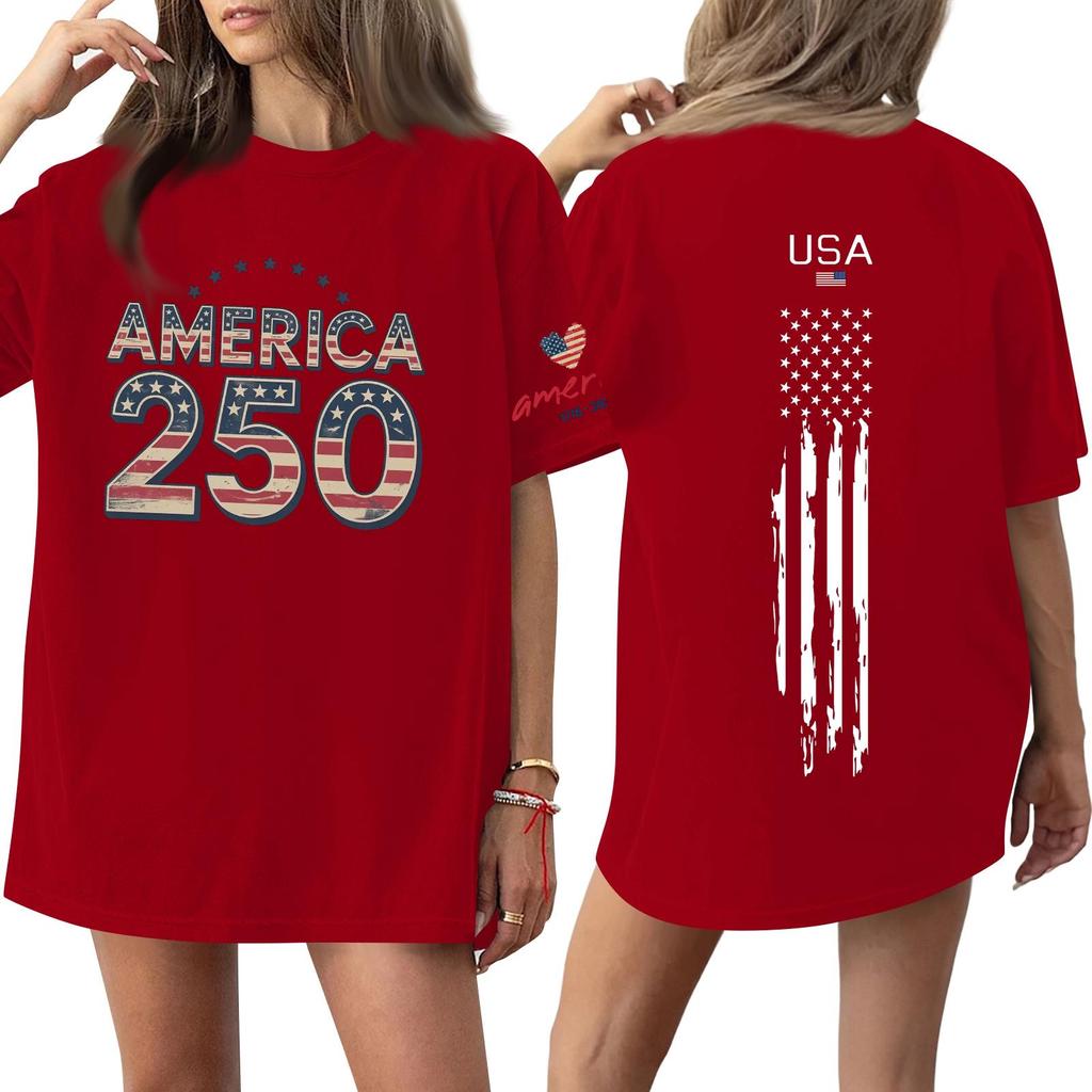 Women's Casual Fashion Round Neck Casual Print Short Sleeve T-Shirt Top