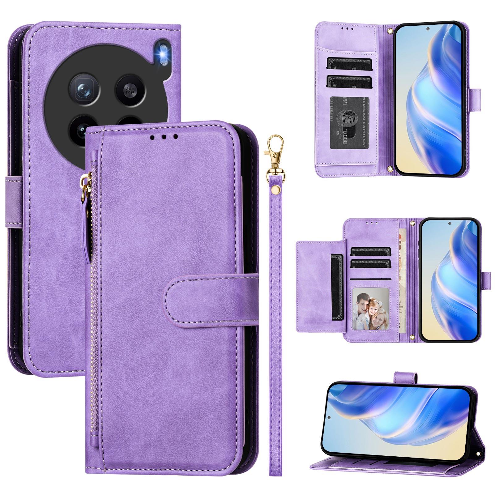 

For vivo X200s 5G Case Zipper Pocket Multiple Card Slots Leather Phone Cover F