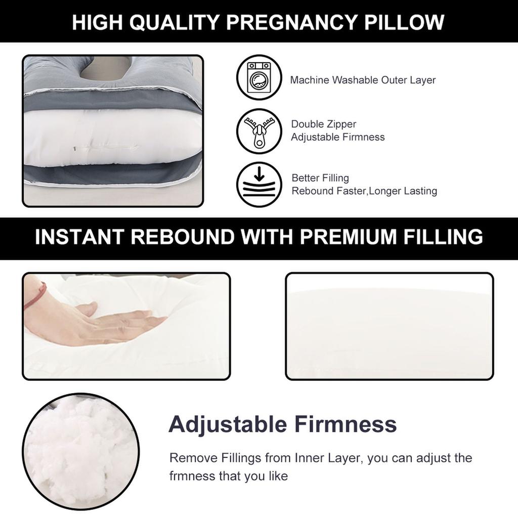 J-Shaped Maternity Body Pillow for Pregnant Women Side Sleeper Waist Support Removable Washable Cover Multifunctional Sleeping Aid