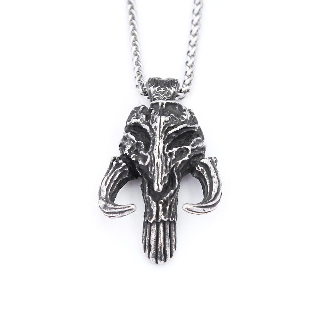 Vintage 316L Stainless Steel Black Mandalorian Pendant Necklaces For Men Gothic Punisher Skull Mask Necklace Biker Jewelry Gifts