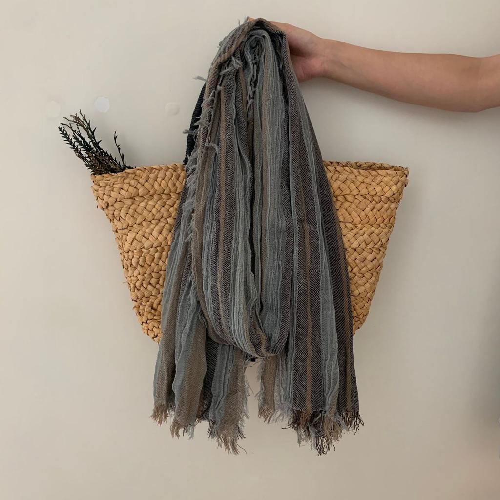 Cotton Linen Tie-dye Striped Men's Scarf Autumn Winter Warm Men Scarves Tassel Long Shawl Male Accessories Bufanda Wraps