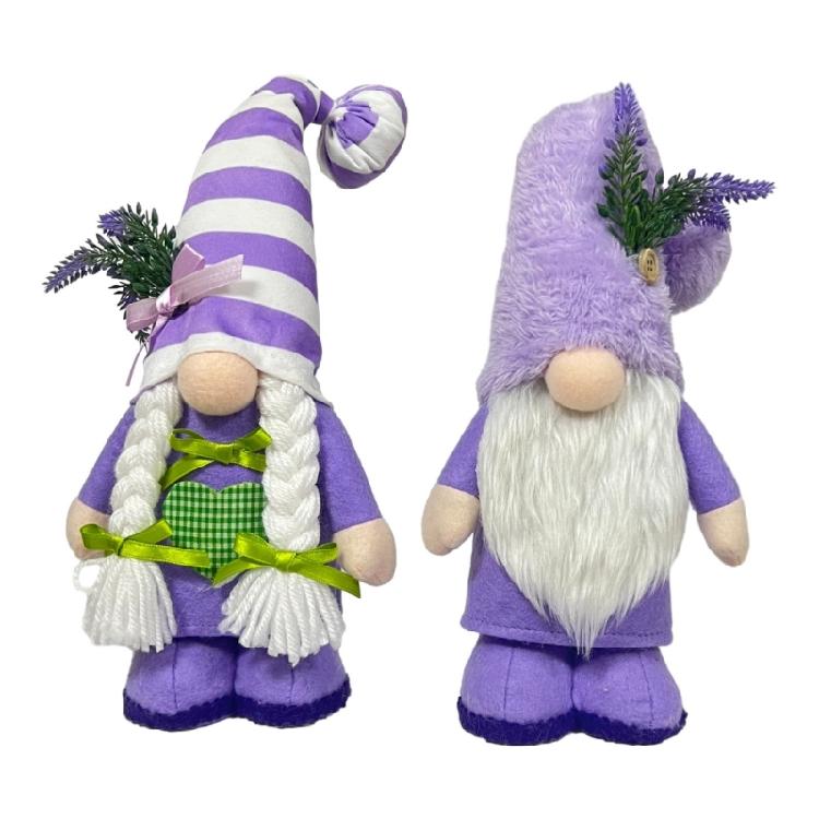 Eye Catching Lavender Gnomes Decor Handcraft Figurines for Spring Summer
