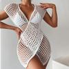 Maillot de bain Extérieur Assorti Robe de Plage Sexy Creuse Bikini Blouse Tricotée