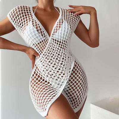 Badeanzug Außen Passendes Sexy Hohl Strandkleid Bikini Gestrickte Bluse