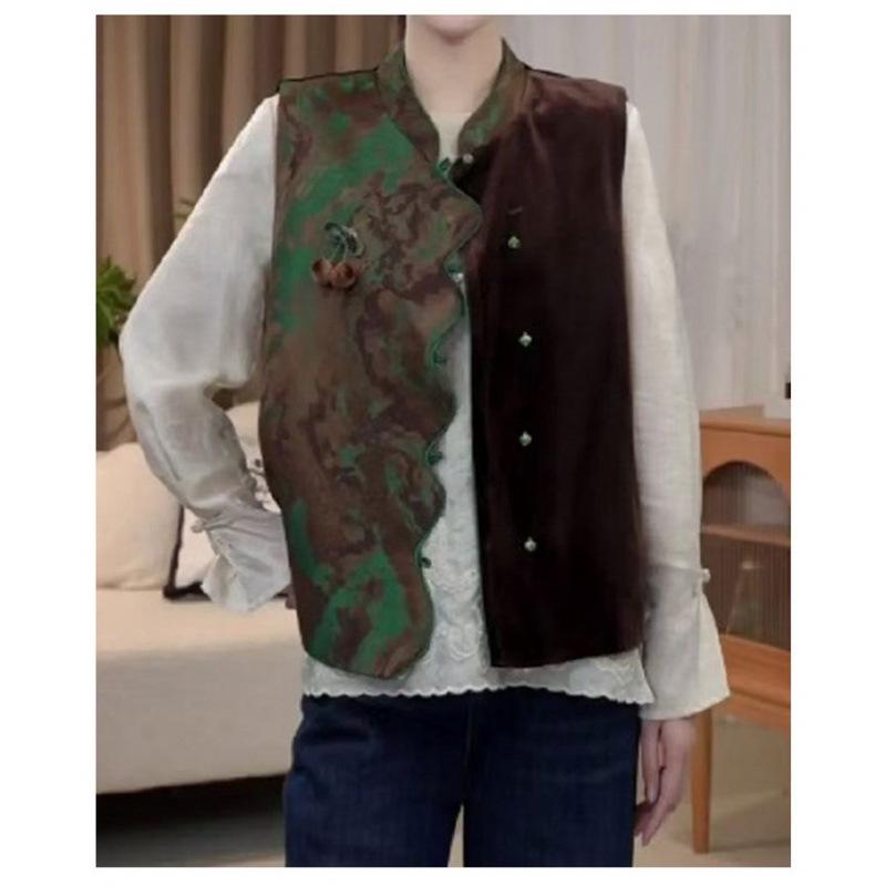 

Women s Retro Chinese Stand Collar Velvet Embroidered Vest, Spring 2026 Collection 2XL (135-150 jin)