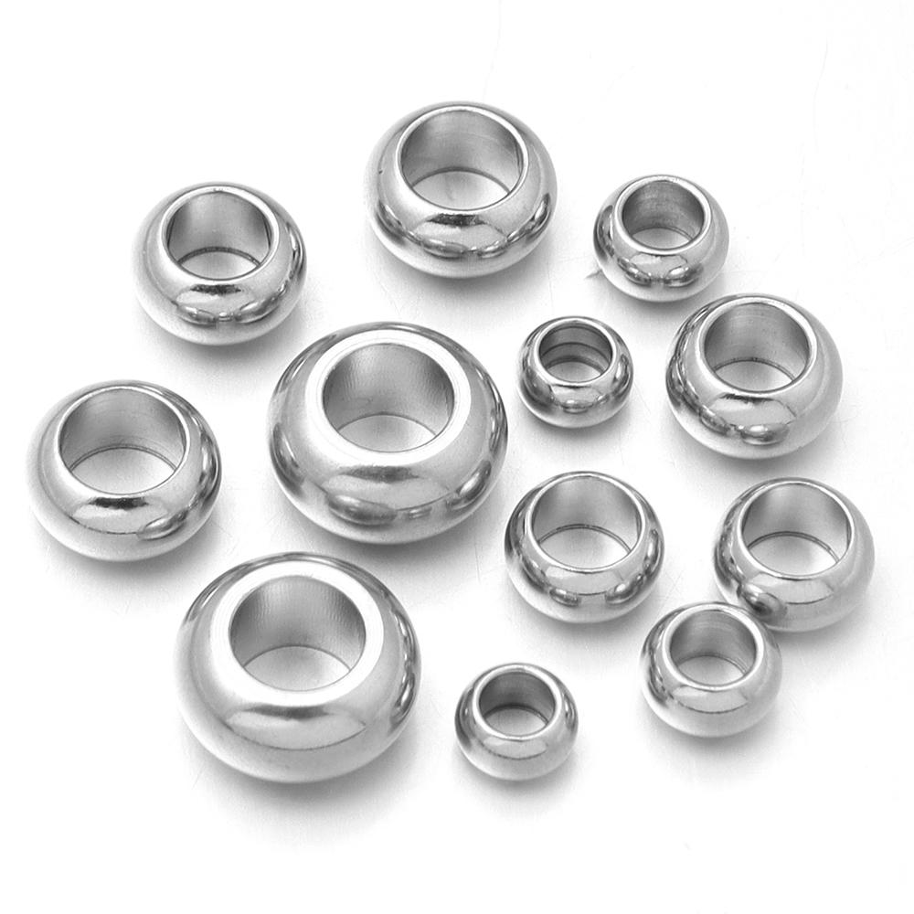 20pcs Stainless Steel Spacer Beads High Quality Big Hole Loose Beads For DIY Bracelet Necklace Jewelry Accessory 6/7/8/9/10/12mm