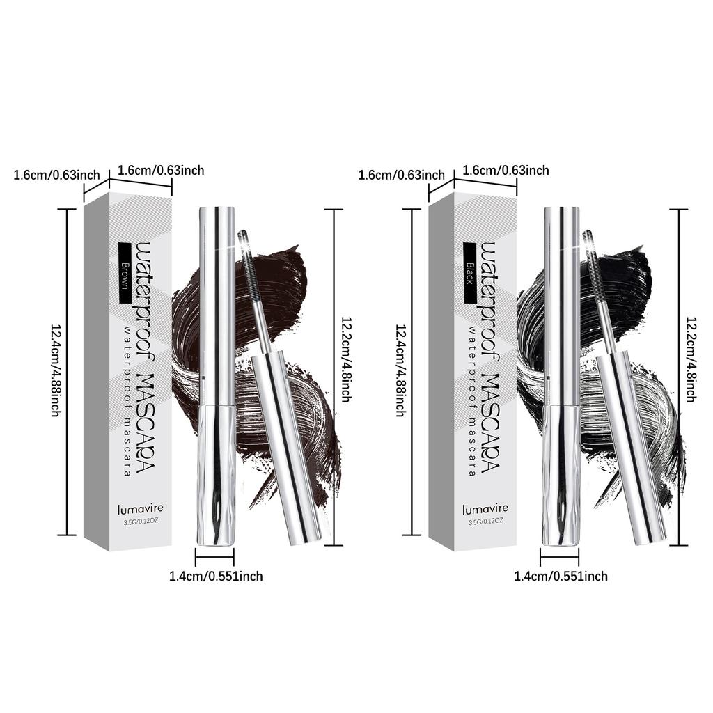 Lumavire Waterproof Mascara: Long-Lasting Curling & Volumizing Lash Mascara with Vitamin E, Smudge-Proof & Gentle Formula, 3.5g