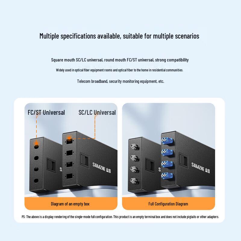 SAMZHE 12-Port FC/ST Universal Fiber Optic Terminal Box