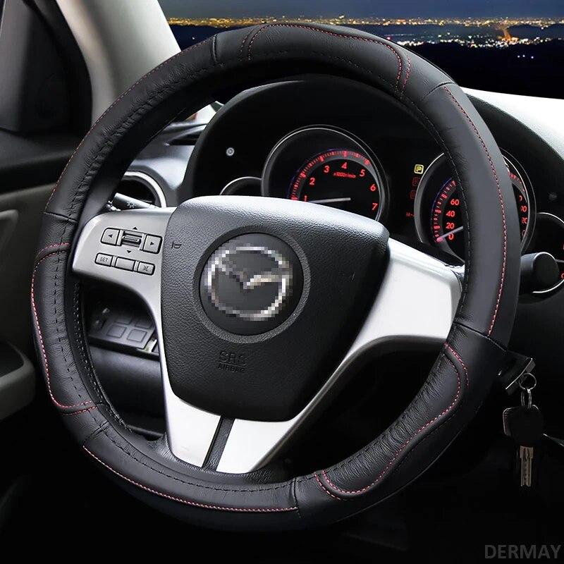 Genuine Leather Car Steering Wheel Cover Non-slip for All Mazda 3 2004-2013 2009 2014 2015 Mazda Axela Auto Accessories