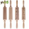 Christmas 35x4.5cm Wooden Rolling Pins Rock Snowflake Elk Engraved Baking Cookies Rolling Pin for Cake Patterned Baking 3D Mold