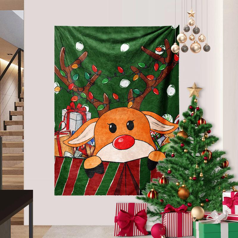 Cross-border Christmas Snowman Background Cloth Christmas Tree Wall Hanging Cloth Amazon Tapestry