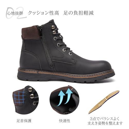 Foxsense Men's Chelsea Boots, Side Gore, Chukka Boots, Genuine Leather, Straight Tip, Dress Shoes, Formal, Black, Size 26.0cm, R766H-01