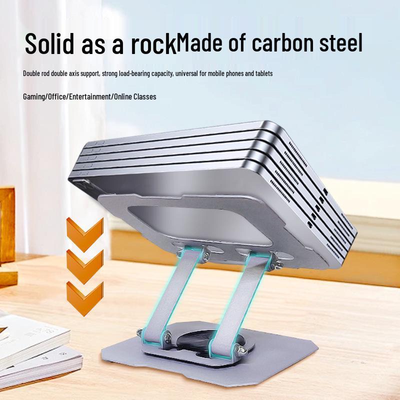 Height-Adjustable 12.6-Inch Metal Phone & Tablet Stand with Rotating Base for iPad and Computer
