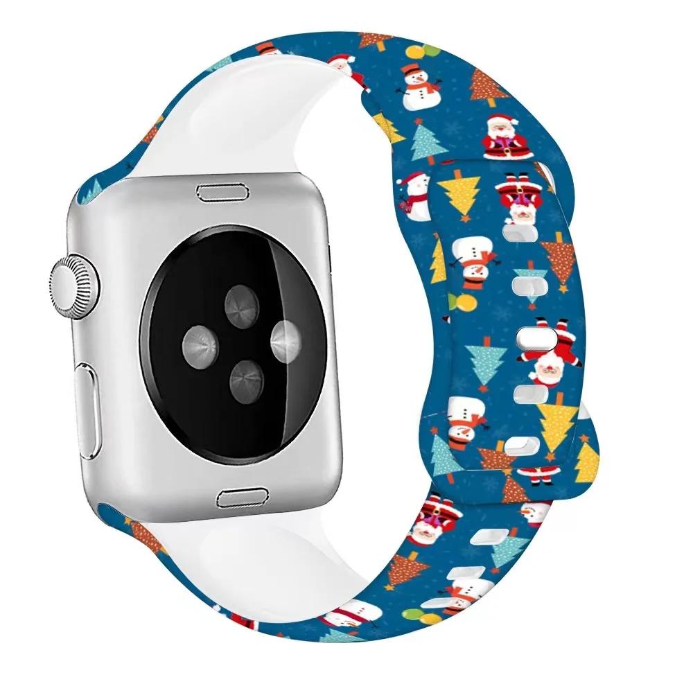 Christmas Silicone Strap For Apple Watch Ultra 49mm 10 9 8 7 45mm 41mm 42mm 46mm Bracelet Wristband iWatch 6 5 4 SE 44mm Correa