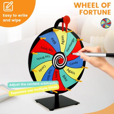 Color Prize Wheel with Desktop Stand Reusable Spin Wheel Multipurpose Editable Spinning Wheel for Fortune Spinning Party Game