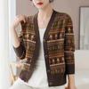 New Autumn and Winter Jacquard Knitted Cardigan Women's Loose Small Sweater Jacket Versatile Outerwear Top