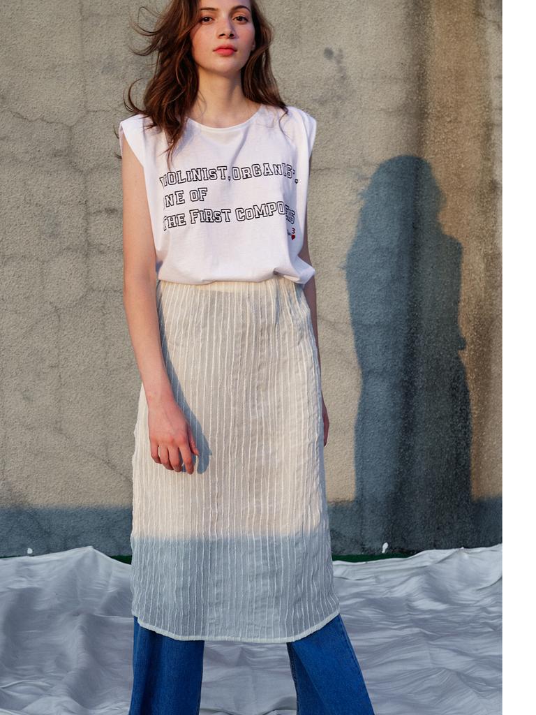 SORRY, TOO MUCH LOVE Lofty Pleats Chiffon Two-Piece Dress_Cream