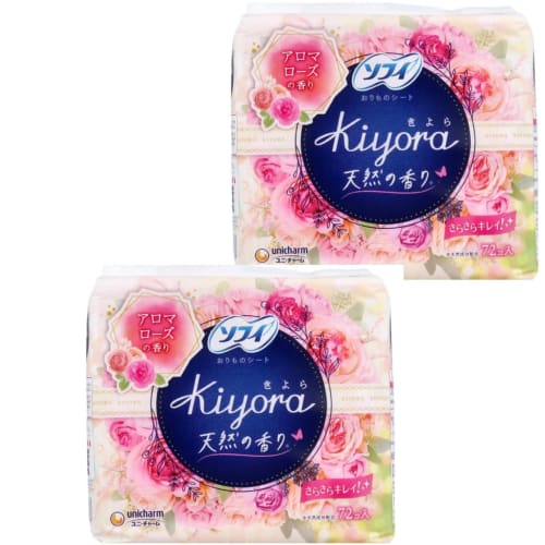 Sofy Ki yo ra Panty Liners, Aroma Rose Scent, 14cm, 72 Sheets x 2 Packs, Unicharm Panty Liners, Bulk Purchase