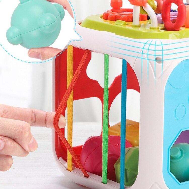 7-in-1 Interactive Activity Cube , Montessori Sensory & Educational Toy for 1 2 3 Year Old Boys Girls, Multicolor