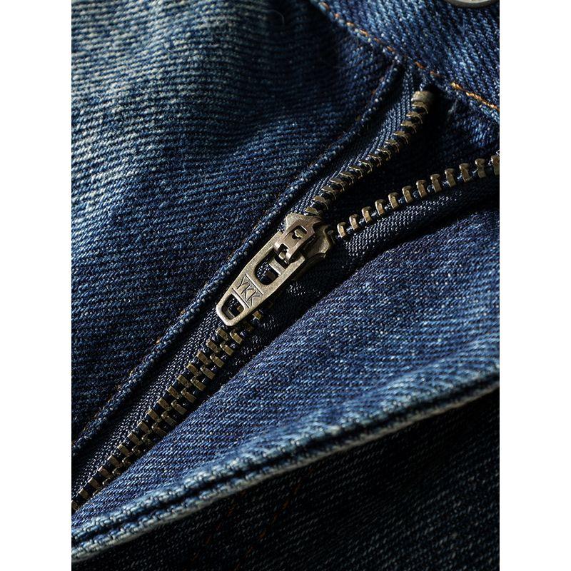American vintage Cotton Distressed Wide Leg Loose Tapered Jeans Men's Straight Pants Foreign Trade Men's Casual Trousers