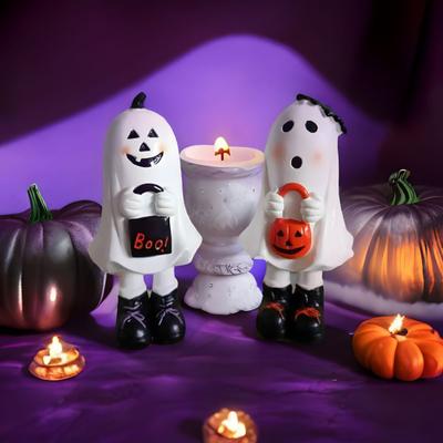 Geist Figur Harz Cartoon Stehende Geist Statue Handbemalt Geist Tisch Mittelstück für Halloween Dekorationen Kaminsims Regal