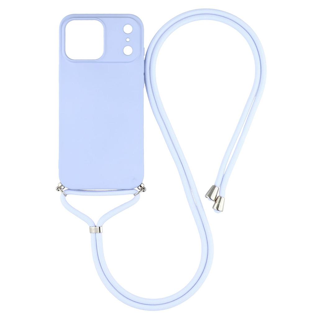 For iPhone 17 Pro Deksel Mykt TPU Fiberfôr Telefondeksel med Skulderstropp