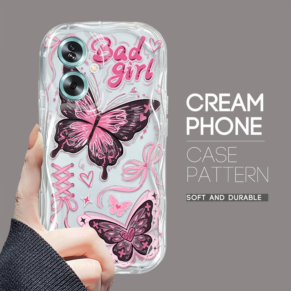 Cute Cartoon Pattern Cream Texture Casing Wavy Edge Soft Silicone Cover Phone Case for OPPO Reno Realme