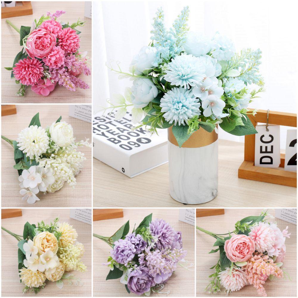DIY Artificial Peony Flowers Silk Petal Foam Spica Simulation Dandelion Flowers  Wedding Ornament