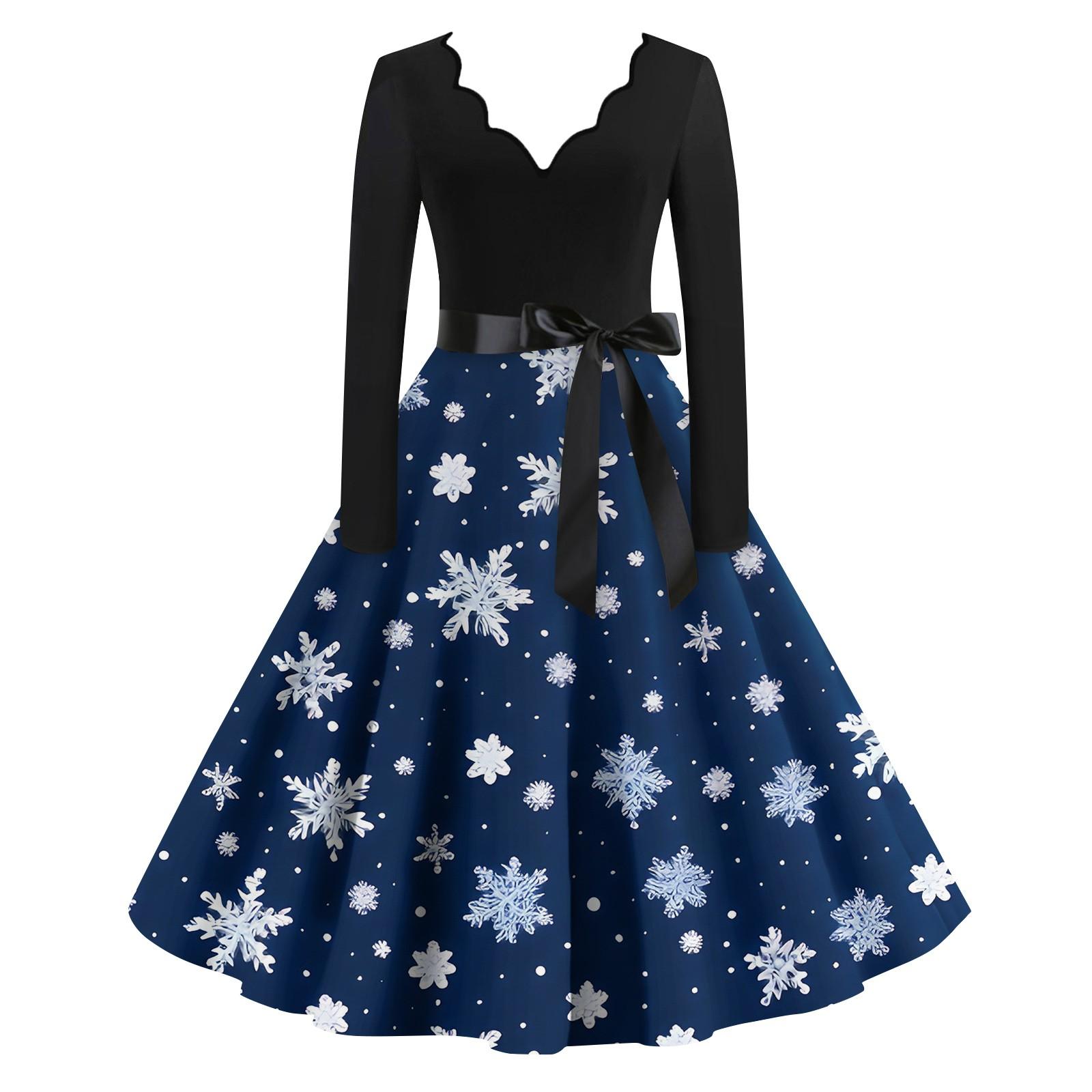 

Женские повседневные модные длинные платья с рождественским графическим принтом и длинными рукавами в винтажном стиле XXXXL