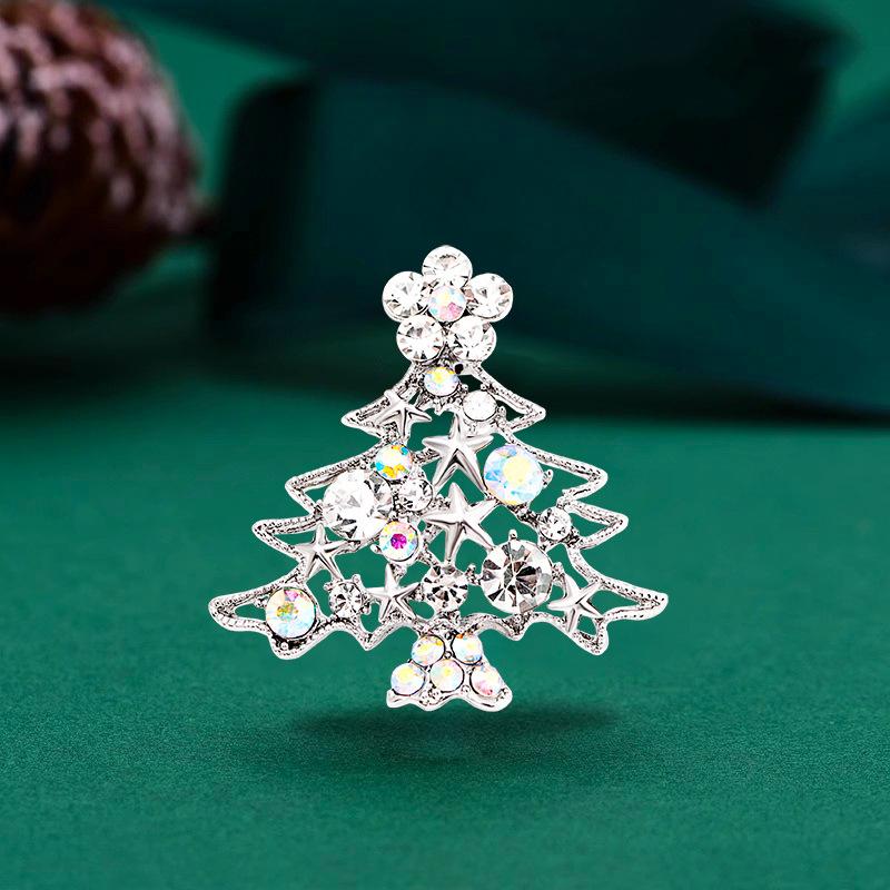 Wuli&baby Green Enamel Tree Brooches Women Men Christmas Tree Party Causal Office Brooch Pins Gifts