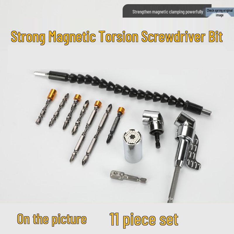 Universal Flexible Shaft Electric Screwdriver with Magnetic Double-Headed Cross Bits