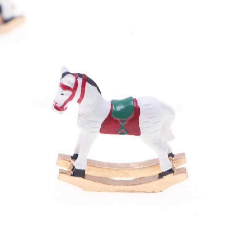 Miniature Christmas Horse Decors For Dollhouses Safe Craftsmanship Rocking Horse Chair