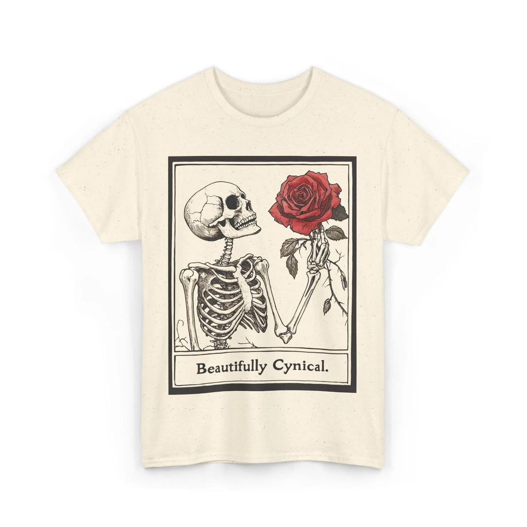Dark Academia Skeleton T-Shirt Gothic Floral Rose Art Aesthetic Dark Romance Shirt Memento Mori Vintage Graphic Tee Men Clothing