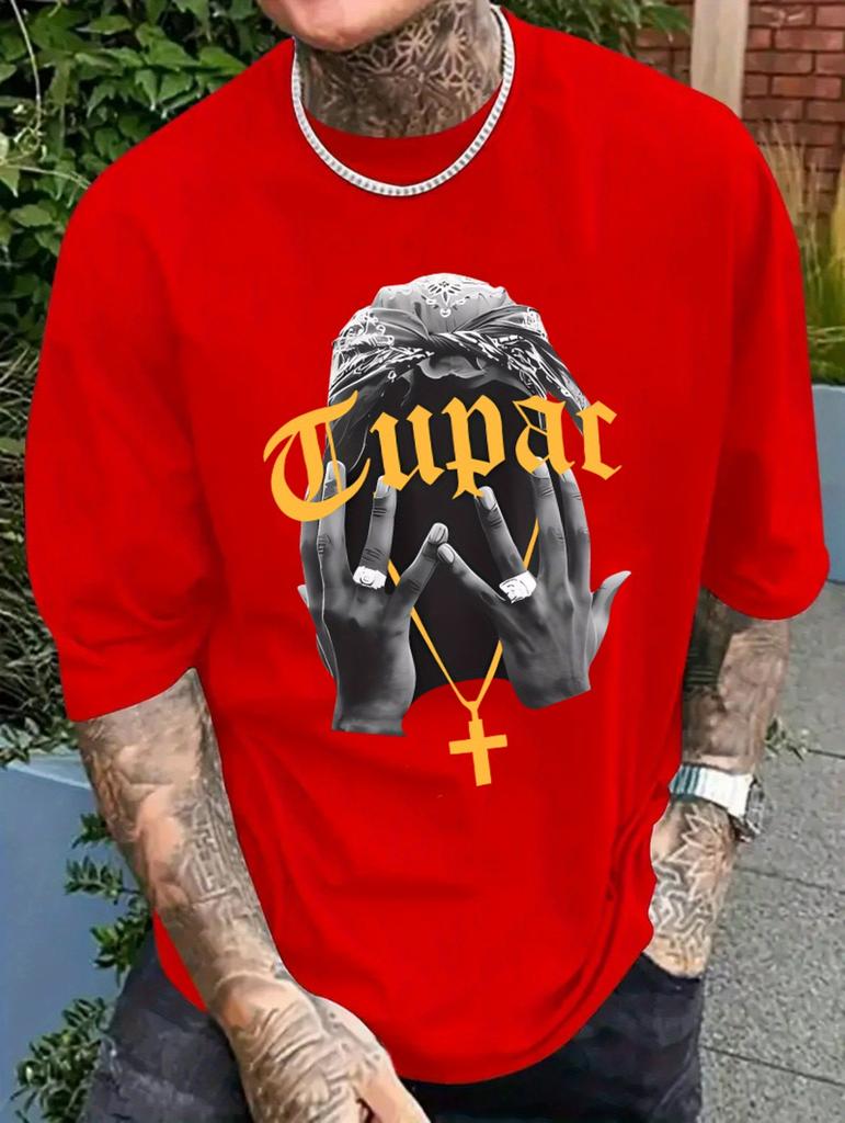 Summer Men's 3D Printed Hip hop Singers Tupac Graphic T-Shirt Round Neck Casual Women's Short Sleeve T-shirt Tee