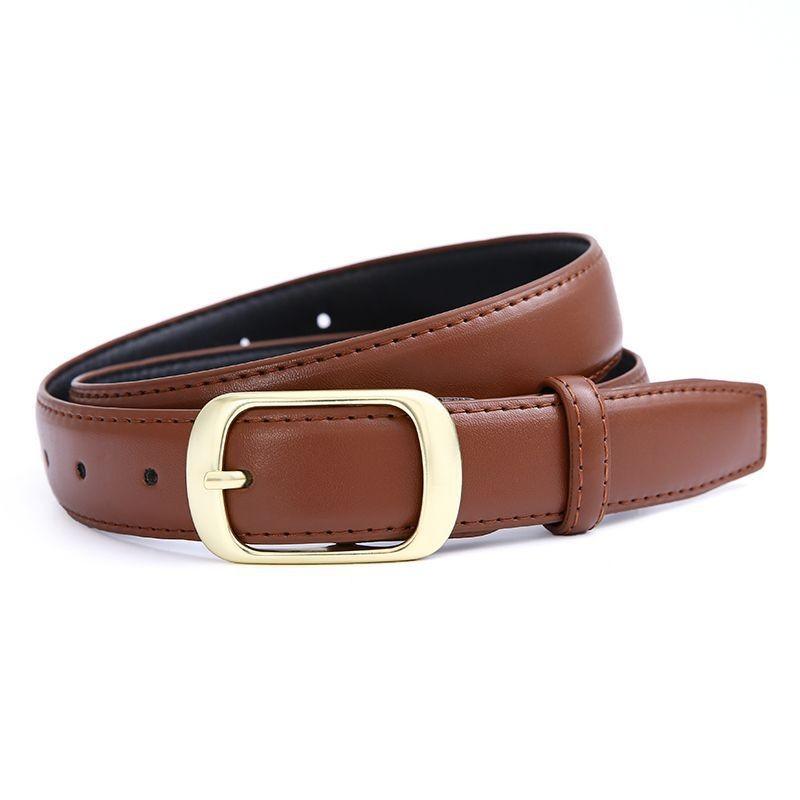 Style Chic Korean Womens Leather Belt With Eyecatching Golden Design Buckle