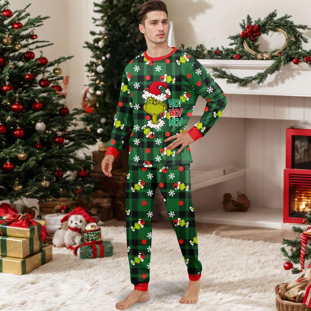 Print Cute Family Set Pajamas, Home Clothes, Family Set Long Sleeve Top Pants Set