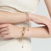 ins light luxury fashion full of zircon double-layer open bracelet plated with 18k gold stainless steel tennis chain bracelet women's jewelry