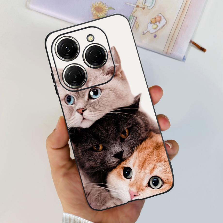 For Tecno Spark 20 Pro Case Liquid Silione Soft TPU Matte Cover Phone Mask On Spark20 20Pro 4G Luxury Pattern Cat Flower Cartoon